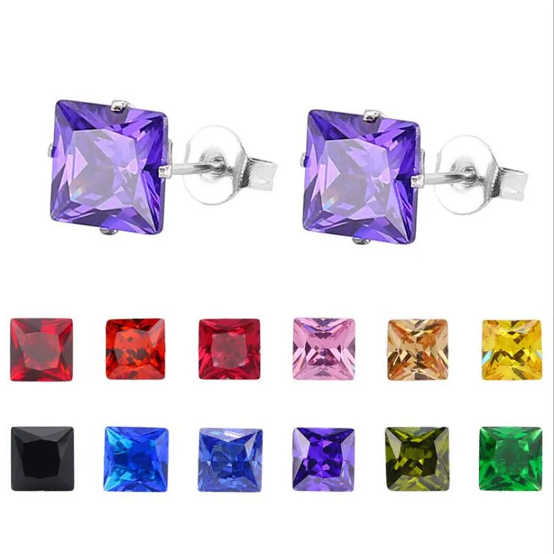 PE90 Titanium Earrings With 5mm AAA Colorful Square Zircons 316l Stainless Steel Earring IP Plating No Fade Allergy Free
PE90 Titanium Earrings With 5mm AAA Colorful Square Zircons 316l Stainless Steel Earring IP Plating No Fade Allergy Free