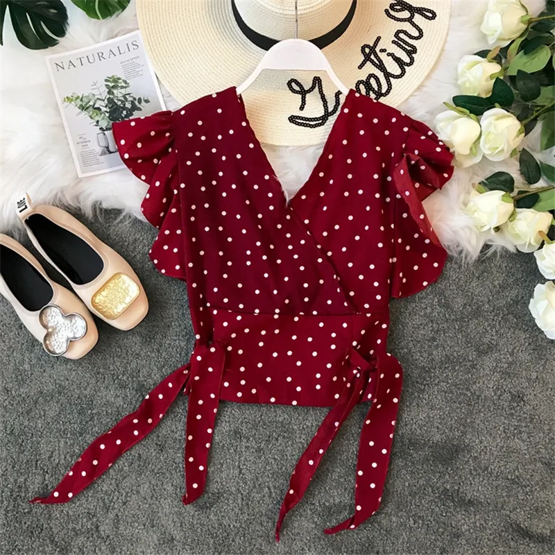 Sanishroly New Women Summer Ruffles Blouse V-Neck Polka Dot Chiffon Blouses Female Tie Bow Short Sleeve office Shirts Tops SE638
Sanishroly New Women Summer Ruffles Blouse V-Neck Polka Dot Chiffon Blouses Female Tie Bow Short Sleeve office Shirts Tops SE638
