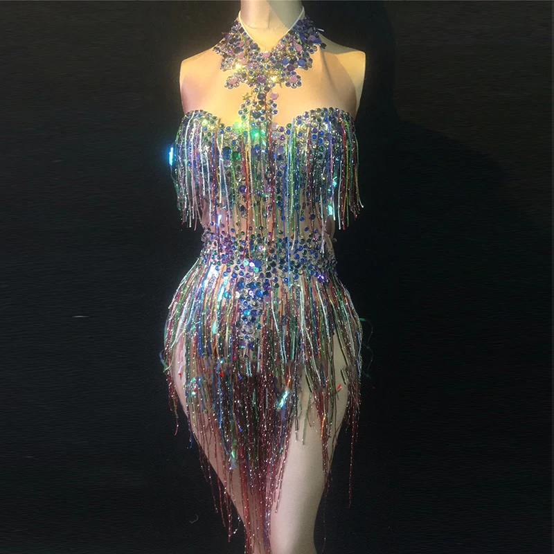 Sparkly Colorful Tassel Bodysuit Nightclub Female Singer DJ Dance Party Costume Stage Celebrate Women'S Leotard Outfit DL3444-1
Sparkly Colorful Tassel Bodysuit Nightclub Female Singer DJ Dance Party Costume Stage Celebrate Women'S Leotard Outfit DL3444-1
