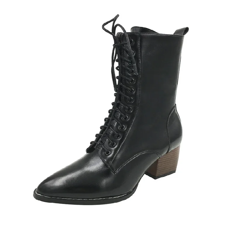 2018 new European and American style pointed thick with the tube female tie with straps women's boots black ljj 0116
2018 new European and American style pointed thick with the tube female tie with straps women's boots black ljj 0116