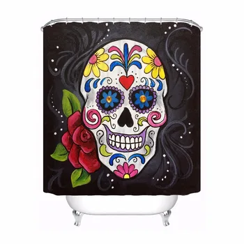 Custom Sugar Skull Waterproof Bathroom Acceptable Shower Curtain Polyester Fabric Bathroom Curtain #180318-03 
Custom Sugar Skull Waterproof Bathroom Acceptable Shower Curtain Polyester Fabric Bathroom Curtain #180318-03