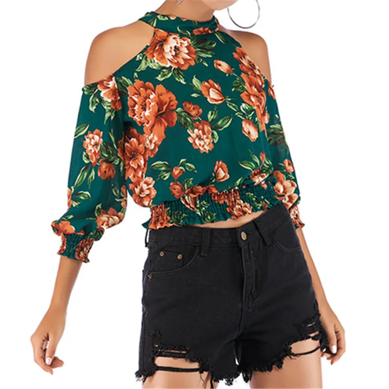 Women Sexy Off Shoulder Blouse O Neck Three Quarter Sleeve Shirt Fashion Prined Chiffon Top Casual Summer Blouses Female Clothes
Women Sexy Off Shoulder Blouse O Neck Three Quarter Sleeve Shirt Fashion Prined Chiffon Top Casual Summer Blouses Female Clothes