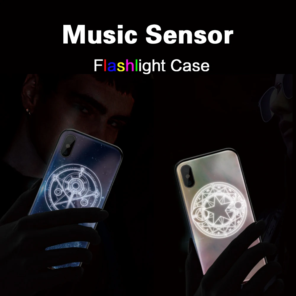 Music Sensor Flashlight Case For iPhone7 Plus iPhone Xs Max Xs Xr 6 Colors Changing Base On Music Glow Glass Case For iPhone7/8
Music Sensor Flashlight Case For iPhone7 Plus iPhone Xs Max Xs Xr 6 Colors Changing Base On Music Glow Glass Case For iPhone7/8
