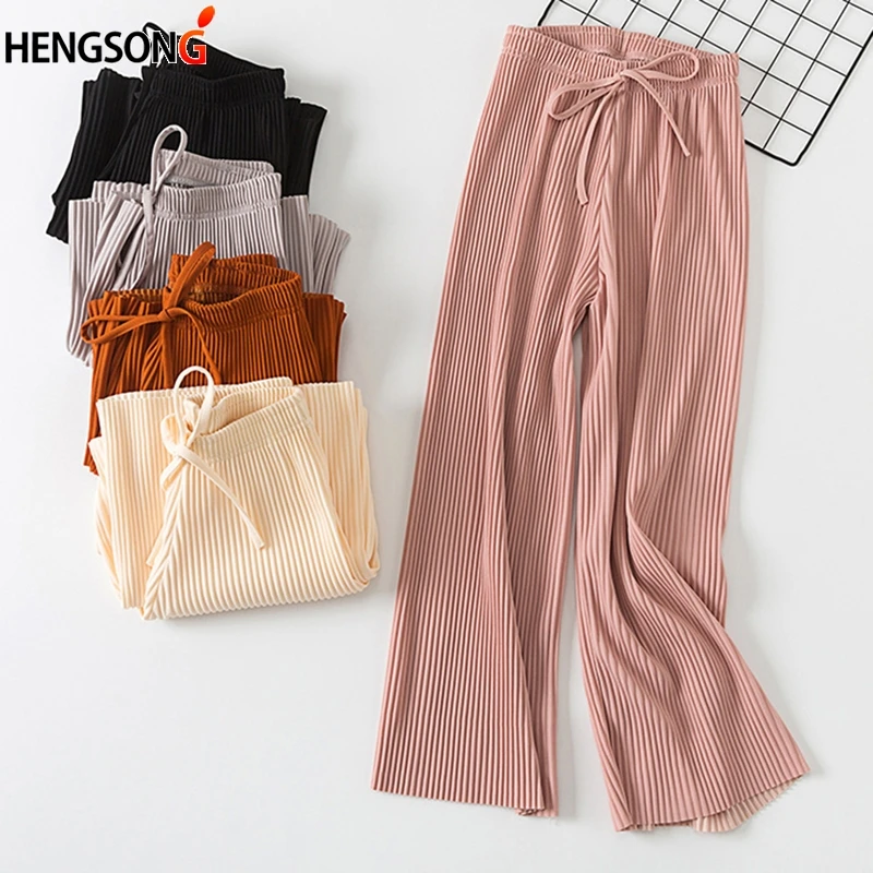 HENGSONG 2018 Korean Harajuku women wide leg pants version of the wild nine pants loose casual female summer high waist pants 
HENGSONG 2018 Korean Harajuku women wide leg pants version of the wild nine pants loose casual female summer high waist pants