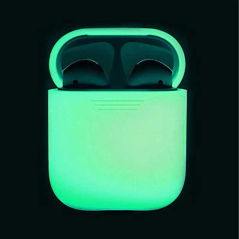 

DSstyles Silicone Shock Proof Protective Case Glow in the Dark Portable Headset Holder Shell for Apple AirPods