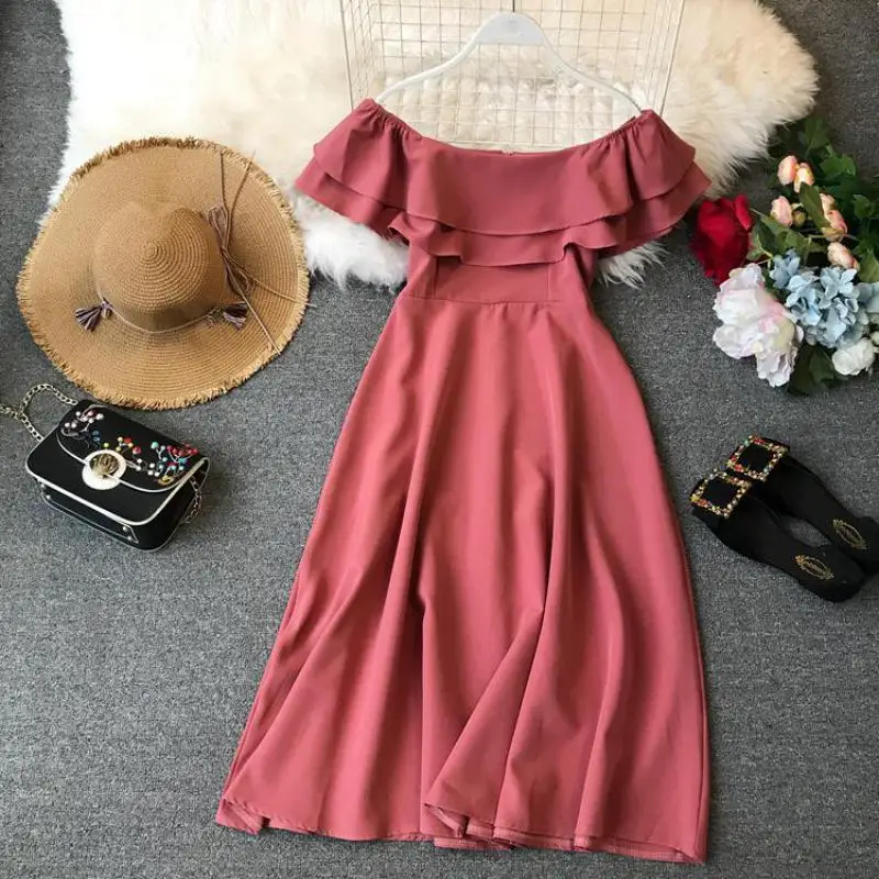 Summer Off The Shoulder Sexy Dress Women Slim A-line Slash Neck Causal Wear Long Robe Ladies Ruffles Bodycon Party Dresses Femme
Summer Off The Shoulder Sexy Dress Women Slim A-line Slash Neck Causal Wear Long Robe Ladies Ruffles Bodycon Party Dresses Femme