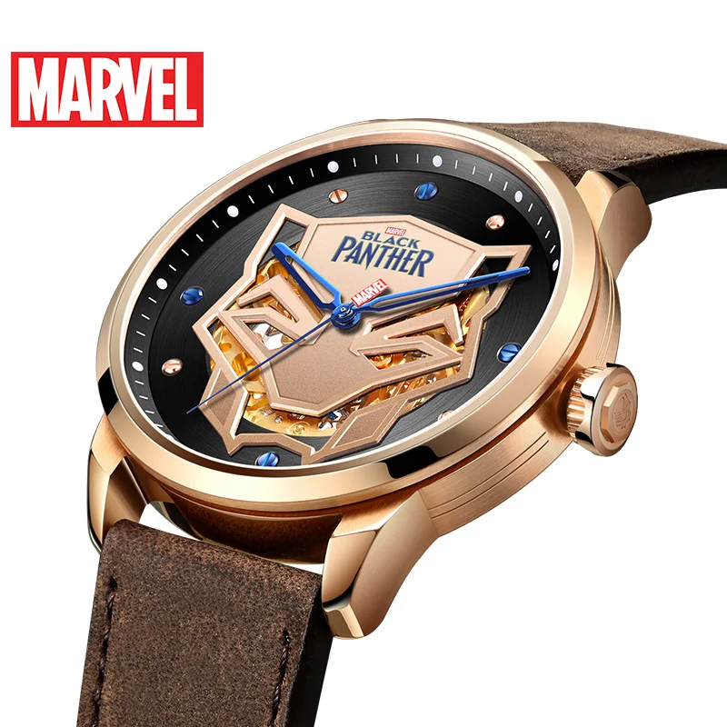 

Disney's official Genuine Marvel BLACK PANTHER Automatic mechanical Watch Hollow rubber stainless steel Limited Version M-6001