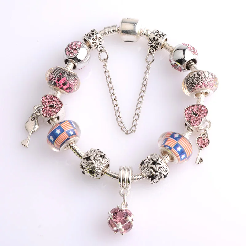 AODUOLA European Style Silver Crystal Charm Bracelet for Women's With Pink Murano Glass Beads Jewelry free shipping SL004
AODUOLA European Style Silver Crystal Charm Bracelet for Women's With Pink Murano Glass Beads Jewelry free shipping SL004