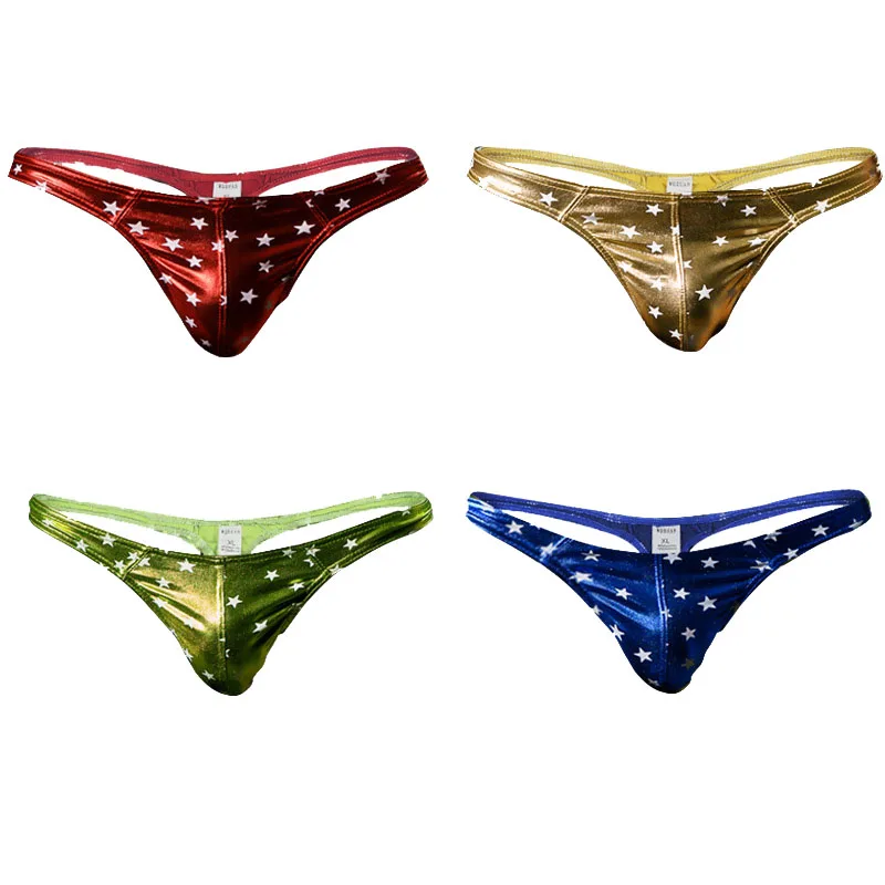Men's Sexy Imitation Leather Coat Paint Underwear Stage Shows Stars Printing Men's G-strings Thong cuecas gay
Men's Sexy Imitation Leather Coat Paint Underwear Stage Shows Stars Printing Men's G-strings Thong cuecas gay