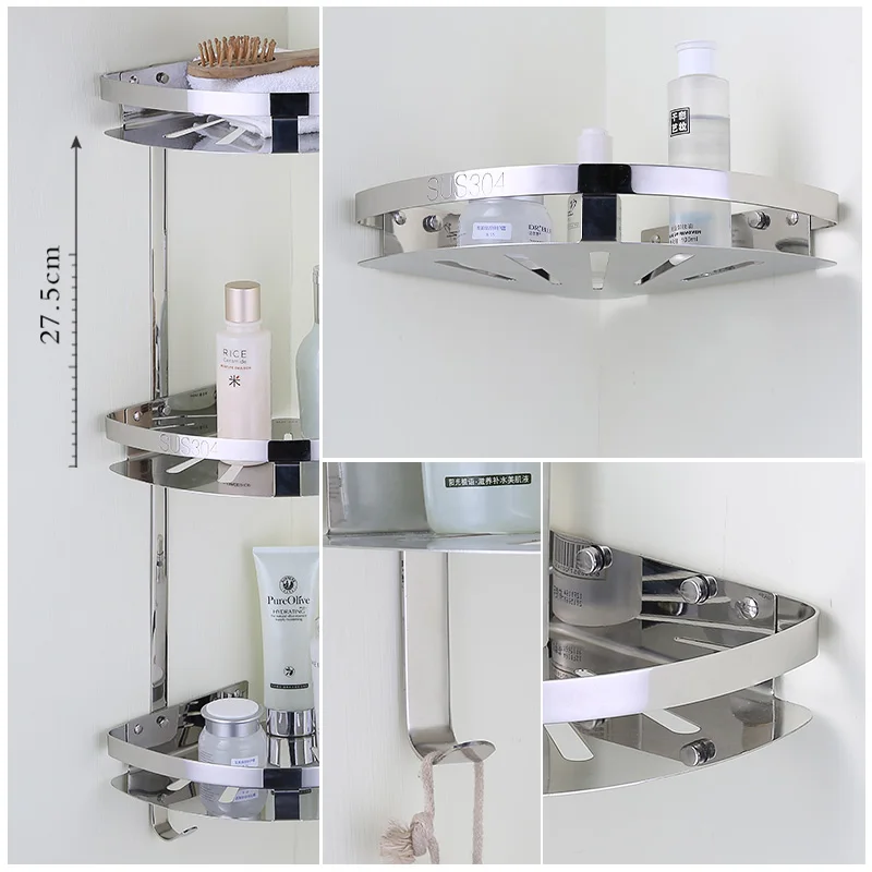 Auswind Durable 304 Stainless Steel Corner Shelf 1-3 Layers Chrome Storage Rack Wall Mounted Bathroom Hardware Set
Auswind Durable 304 Stainless Steel Corner Shelf 1-3 Layers Chrome Storage Rack Wall Mounted Bathroom Hardware Set