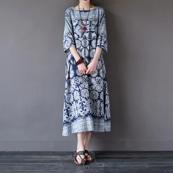 Summer Dress 2016 Vintage Print Plate Buttons Plus Size Dress for Women Elegant Loose Linen Loose Robe Maxi Dress
Summer Dress 2016 Vintage Print Plate Buttons Plus Size Dress for Women Elegant Loose Linen Loose Robe Maxi Dress