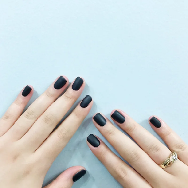 24* Black Full Cover Matte False Nails Short Round Head Soft Pure Color Oval Frosted Fake Nails Artificial Nails Tips With Glue
24* Black Full Cover Matte False Nails Short Round Head Soft Pure Color Oval Frosted Fake Nails Artificial Nails Tips With Glue