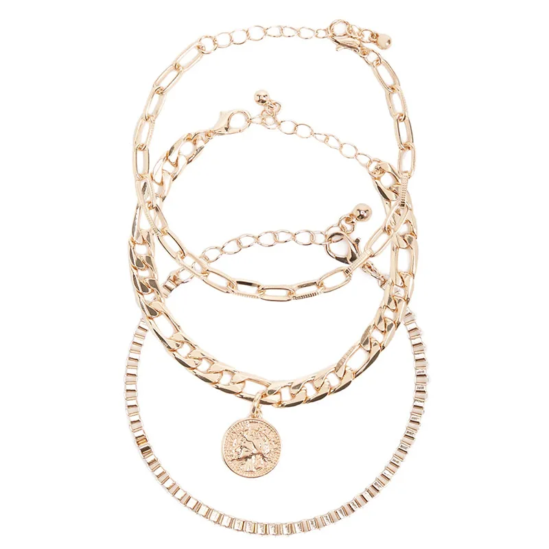 3pcs/set Luxury Gold Silver Color Coin Charms Bracelet Bangle for Women Punk Thick Chain Bracelet Fashion Party Jewelry
3pcs/set Luxury Gold Silver Color Coin Charms Bracelet Bangle for Women Punk Thick Chain Bracelet Fashion Party Jewelry