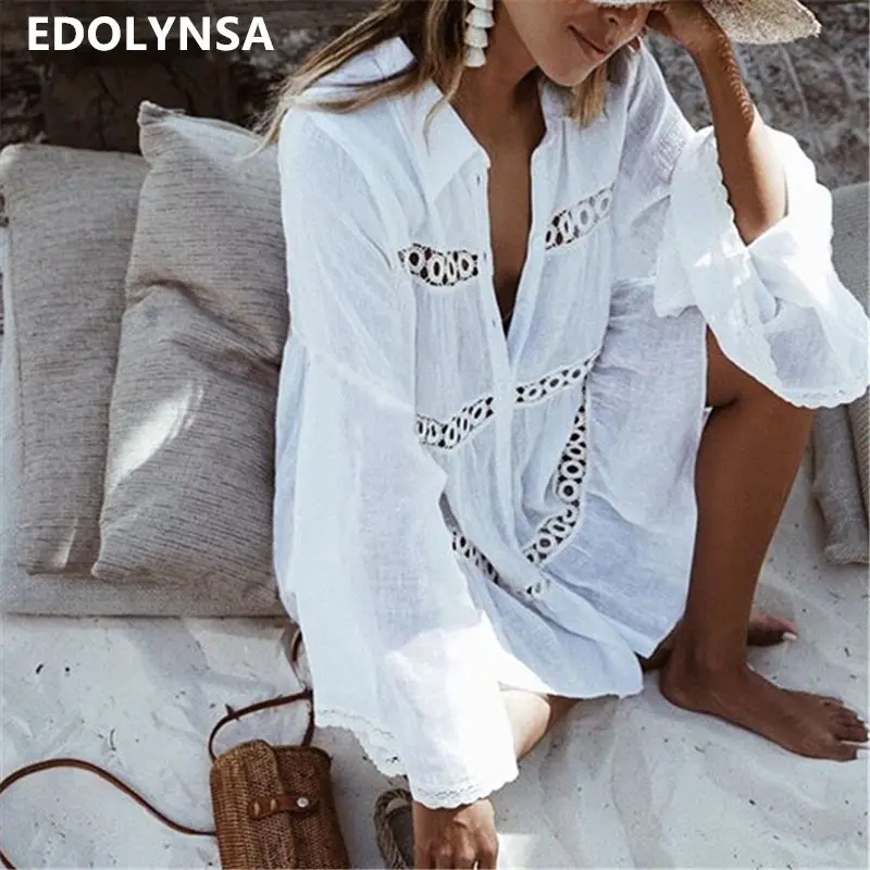2019 Casual Loose Summer Beach Dress White Cotton Tunic Plus Size Women Beachwear Sexy Hollow Out Mini Party Dress Vestidos N429
2019 Casual Loose Summer Beach Dress White Cotton Tunic Plus Size Women Beachwear Sexy Hollow Out Mini Party Dress Vestidos N429