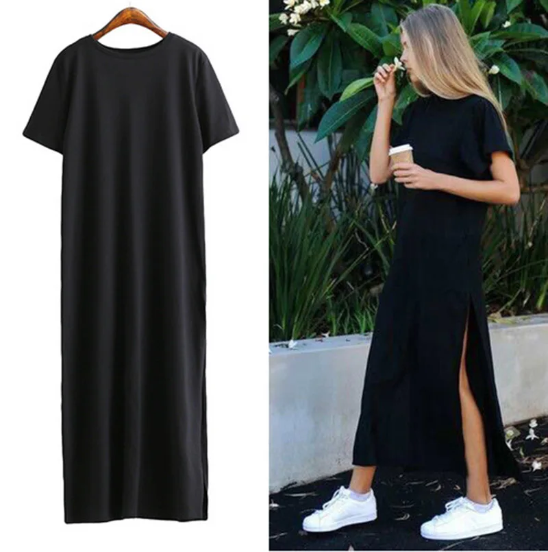 cotton high slit T shirt women dress short sleeve casual dress sommerkleider plus size long dresses solid maxi beach dress
cotton high slit T shirt women dress short sleeve casual dress sommerkleider plus size long dresses solid maxi beach dress