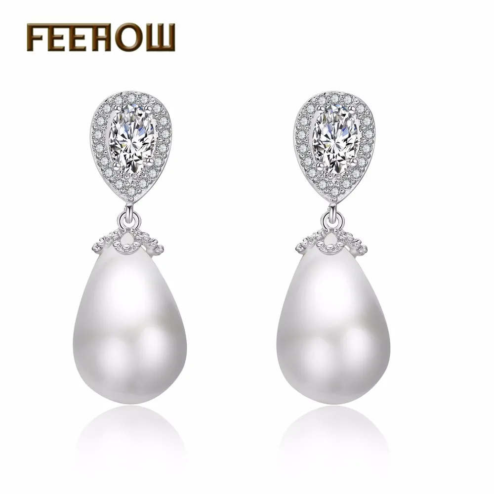 FEEHOW Drop Earrings AAA+ Cubic Zirconia Clear Crystal Imitation Pearl Jewelry White Rose Gold-Color for Women Party FWEP2014
FEEHOW Drop Earrings AAA+ Cubic Zirconia Clear Crystal Imitation Pearl Jewelry White Rose Gold-Color for Women Party FWEP2014