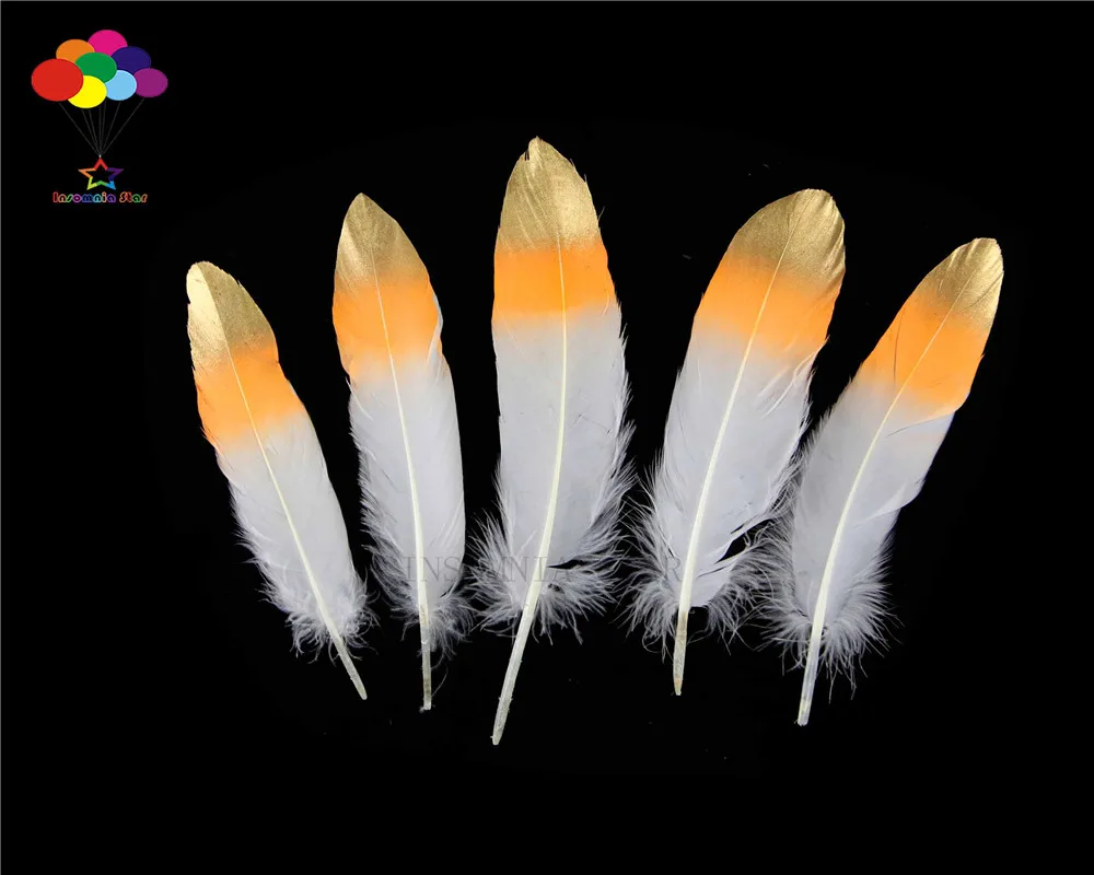 100pcs 100% natural premium goose feather 15-20cm/6-8inch white orange tail gold tip beautiful for Diy costume mask headdress
100pcs 100% natural premium goose feather 15-20cm/6-8inch white orange tail gold tip beautiful for Diy costume mask headdress