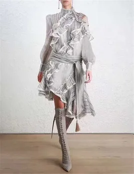 European and American trendy new lon g sleeved lotus leaf fringes with A type fashion dress
European and American trendy new lon g sleeved lotus leaf fringes with A type fashion dress