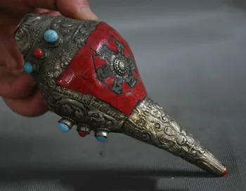 christmas 14CM Collect Tibet Silver inlay Turquoise Buddhism Conch Trumpet Shell Sea Snail halloween 
christmas 14CM Collect Tibet Silver inlay Turquoise Buddhism Conch Trumpet Shell Sea Snail halloween
