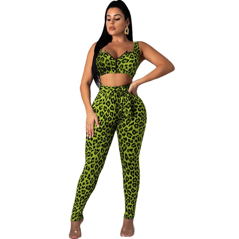 Sexy Leopard Print Green Two Piece Sets Women Zipper V Neck Sleeveless Vest Crop Top and Pencil Pants Club Matching Set Outfits
Sexy Leopard Print Green Two Piece Sets Women Zipper V Neck Sleeveless Vest Crop Top and Pencil Pants Club Matching Set Outfits