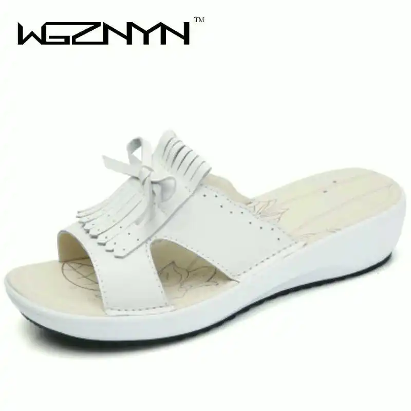 WGZNYN Summer women flat sandals slides shoes black white beach slippers comfortable sandals flip flops female shoes woman W006