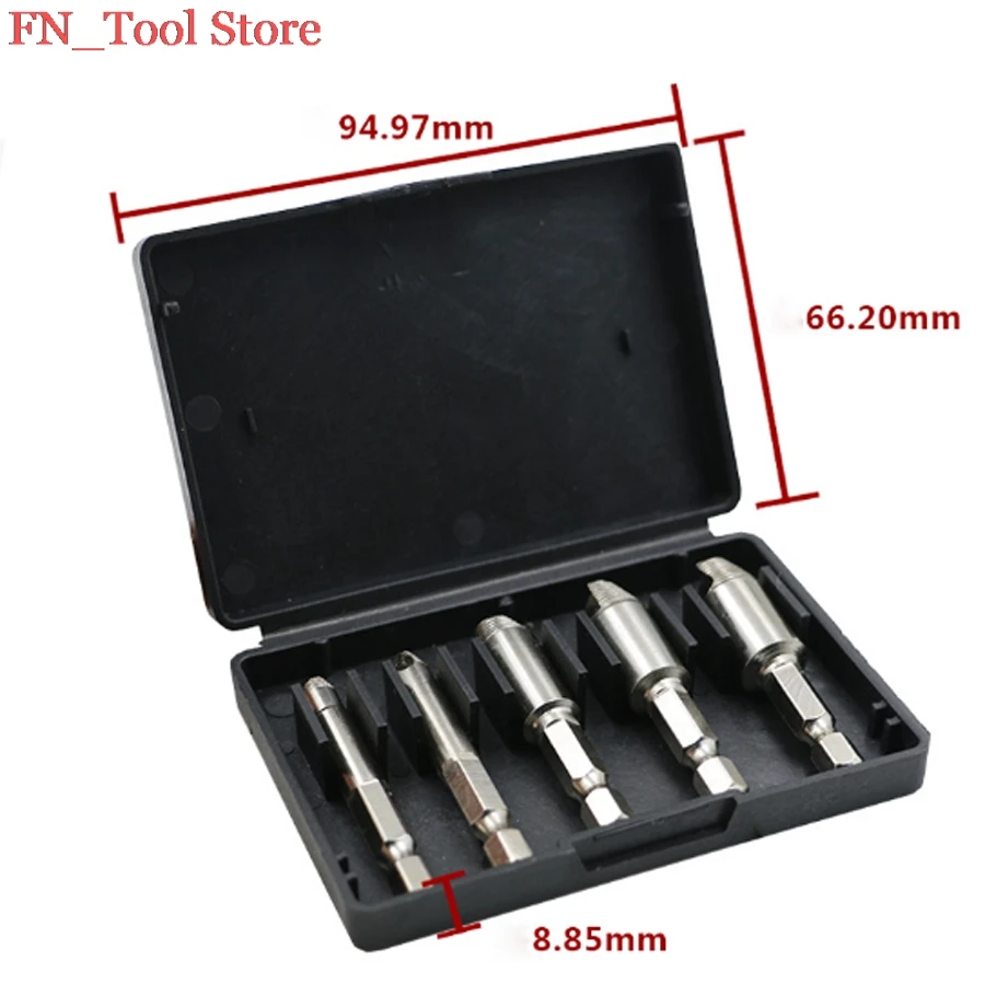 5 PCS. 1/4 hex shank HSS Damaged screws for removing the Breakdowns Broken Head Stripped Bolt Extractor Set Drill Reamers
5 PCS. 1/4 hex shank HSS Damaged screws for removing the Breakdowns Broken Head Stripped Bolt Extractor Set Drill Reamers