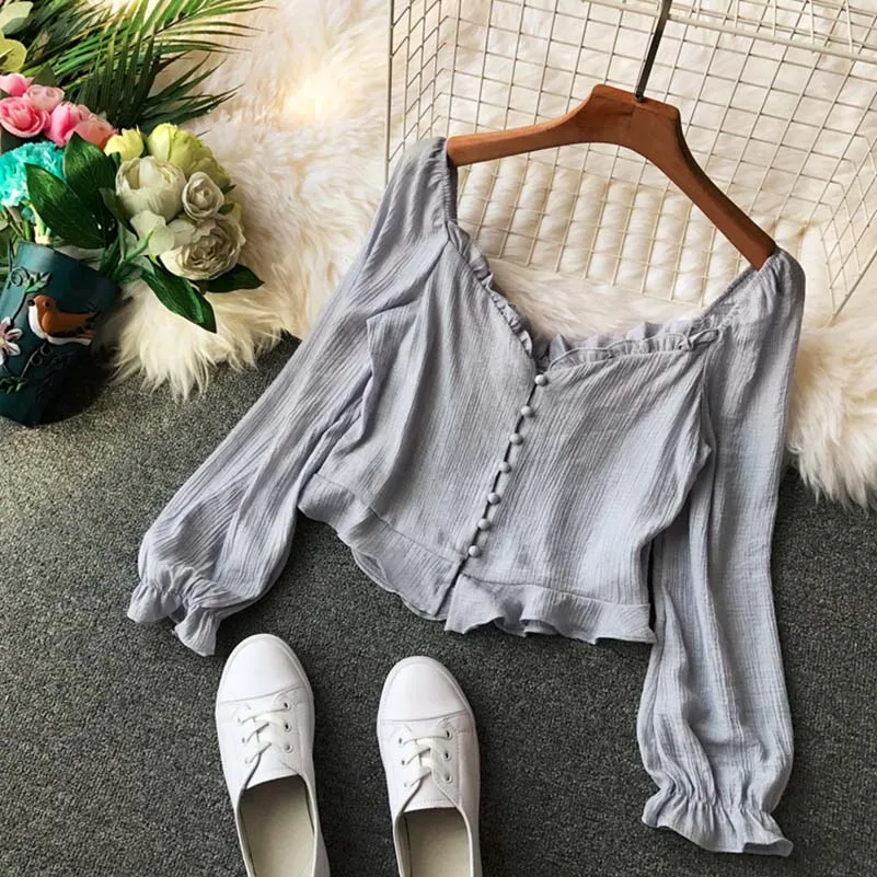 White Women Long Puff Sleeve Casual Shirts Lady Autumn Single Breasted Elegant Solid Color Chiffon Blouse Tops
White Women Long Puff Sleeve Casual Shirts Lady Autumn Single Breasted Elegant Solid Color Chiffon Blouse Tops