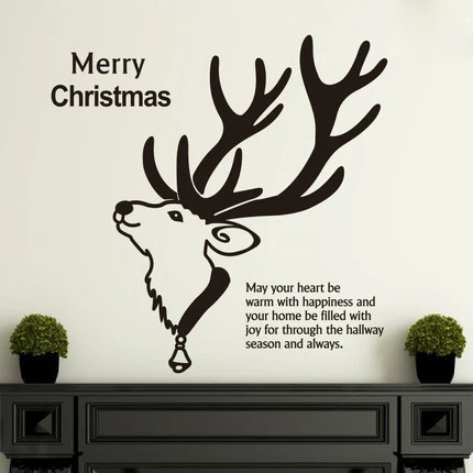 Image Free mail Elk Christmas wall stickers Sitting room background wall store window glass door adornment wall stickers
