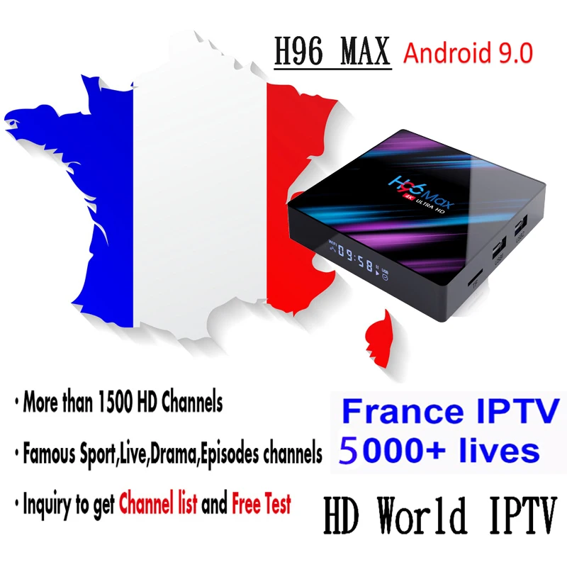 android 9.0 tv box +French IPTV arabic M3U 6000+live 300+ Full HD eu French poland israel Channels h96 max 4GB 64GB Media Player
android 9.0 tv box +French IPTV arabic M3U 6000+live 300+ Full HD eu French poland israel Channels h96 max 4GB 64GB Media Player