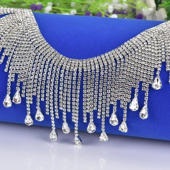 45cm/90cm Handmade sewing tassel fringe trimming bridal crystal clear rhinestone patch appliques for wedding dress belt DIY sew
45cm/90cm Handmade sewing tassel fringe trimming bridal crystal clear rhinestone patch appliques for wedding dress belt DIY sew