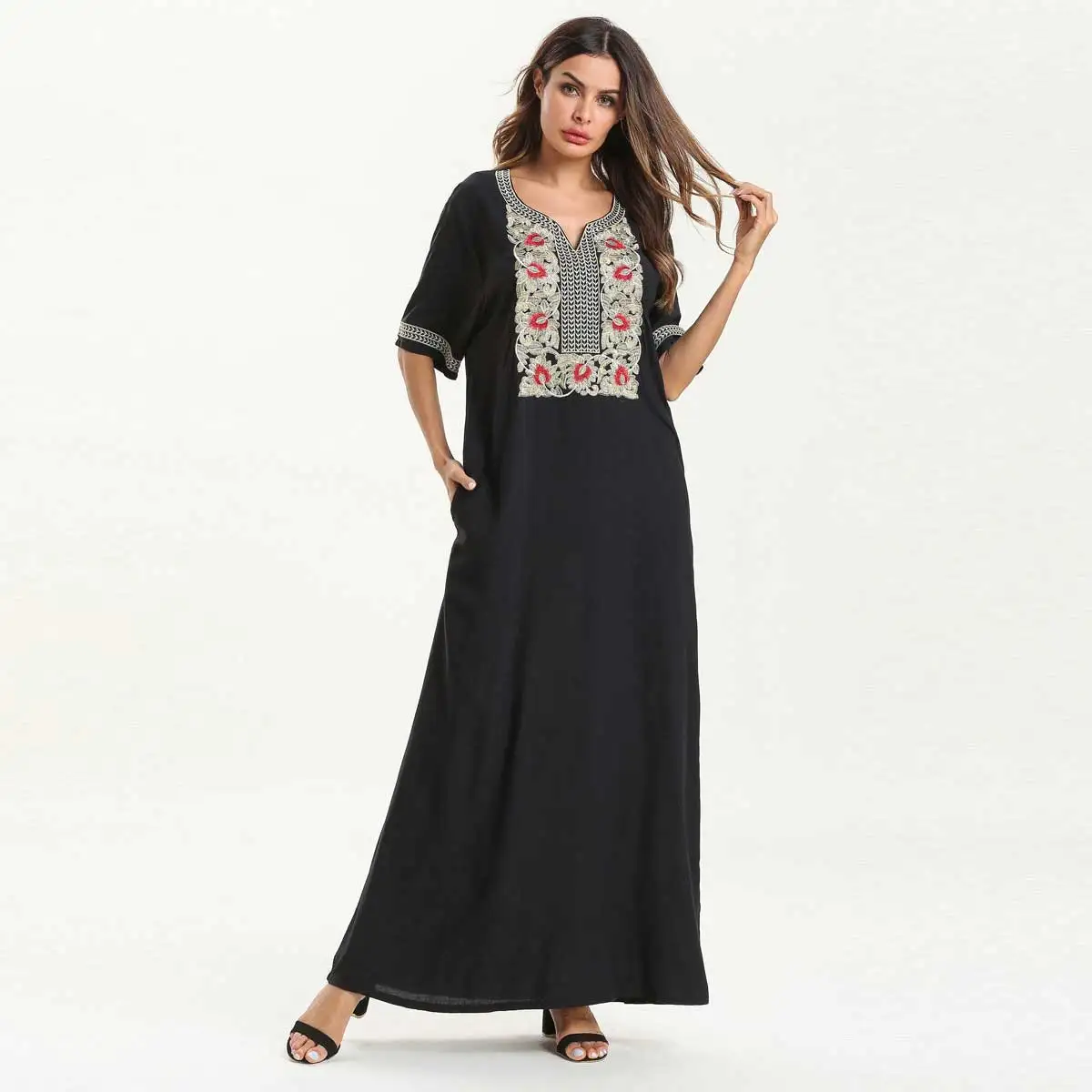 2019 Summer Embroidery Bohemian Maxi Dress Short Sleeve Black Muslim Abaya Dubai Islamic UAE Arabic Cotton Robe VKDR1559
2019 Summer Embroidery Bohemian Maxi Dress Short Sleeve Black Muslim Abaya Dubai Islamic UAE Arabic Cotton Robe VKDR1559