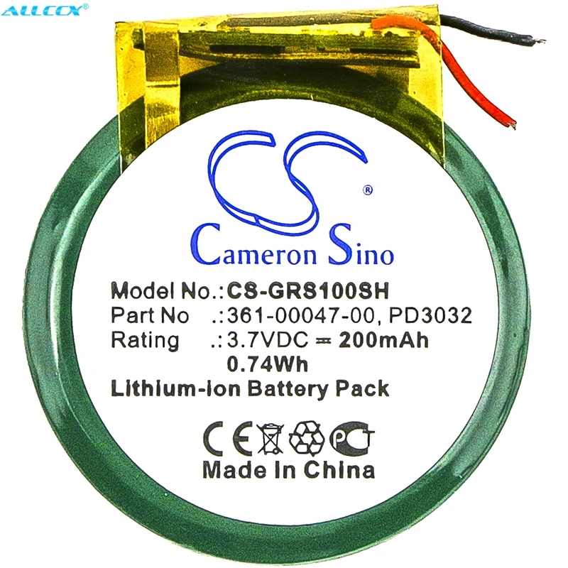 Cameron Sino 200mAh Battery 361-00047-00,PD3032 for Garmin Approach S1, Forerunner 110, 210, 210W, S1, S1W
Cameron Sino 200mAh Battery 361-00047-00,PD3032 for Garmin Approach S1, Forerunner 110, 210, 210W, S1, S1W