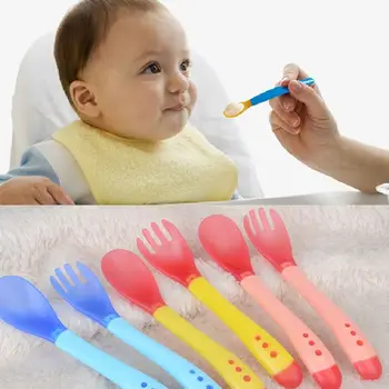 One Set Spoon and Fork Temperature induction spoon soft silicone Tableware Feeding Dishes Cheap
One Set Spoon and Fork Temperature induction spoon soft silicone Tableware Feeding Dishes Cheap