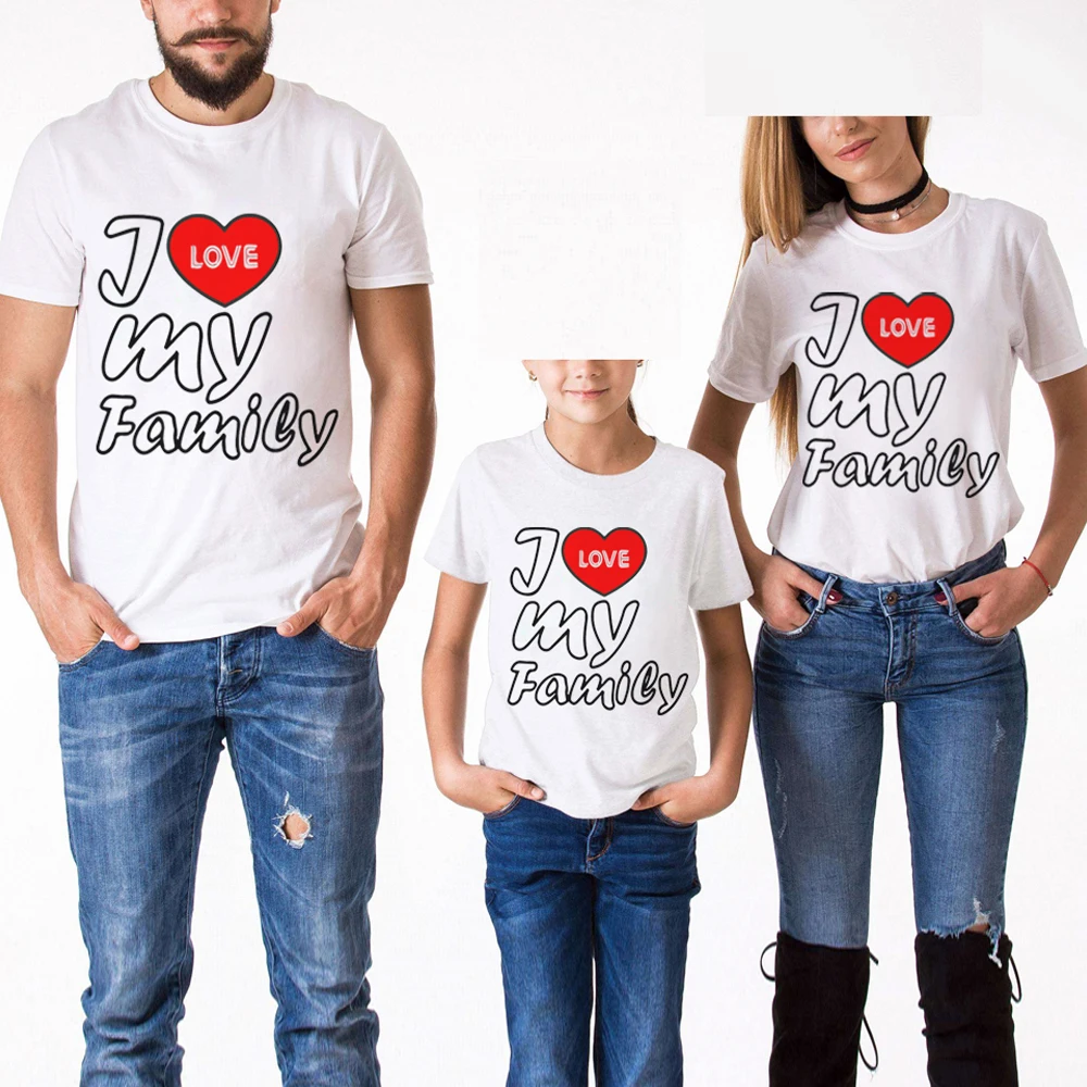 Hot Sale I Love My Family Look Matching Outfits Mom Daughter Father Son Clothes Short Sleeve Cotton White T-Shirt Ropa Familia
Hot Sale I Love My Family Look Matching Outfits Mom Daughter Father Son Clothes Short Sleeve Cotton White T-Shirt Ropa Familia