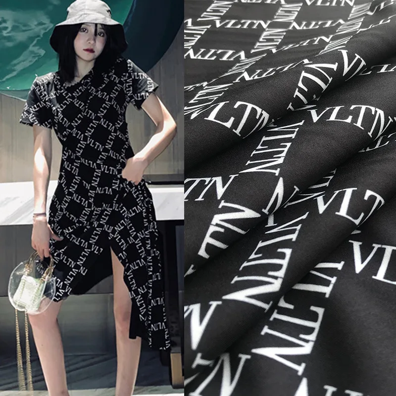 

2019 new European and American style letters digital printing clothing fabric selection high-end women's popular printing fabric