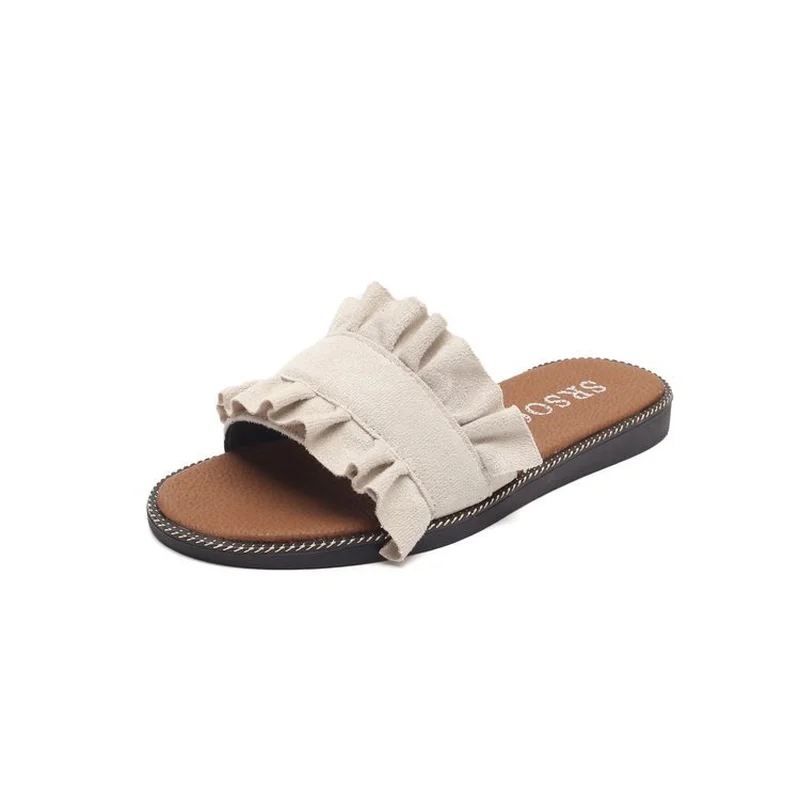 2019 Spring and Summer New Slippers Ladies Lace Word Slippers Flat with Casual Women's Slippers Wild Students Flat Beach Shoes
2019 Spring and Summer New Slippers Ladies Lace Word Slippers Flat with Casual Women's Slippers Wild Students Flat Beach Shoes