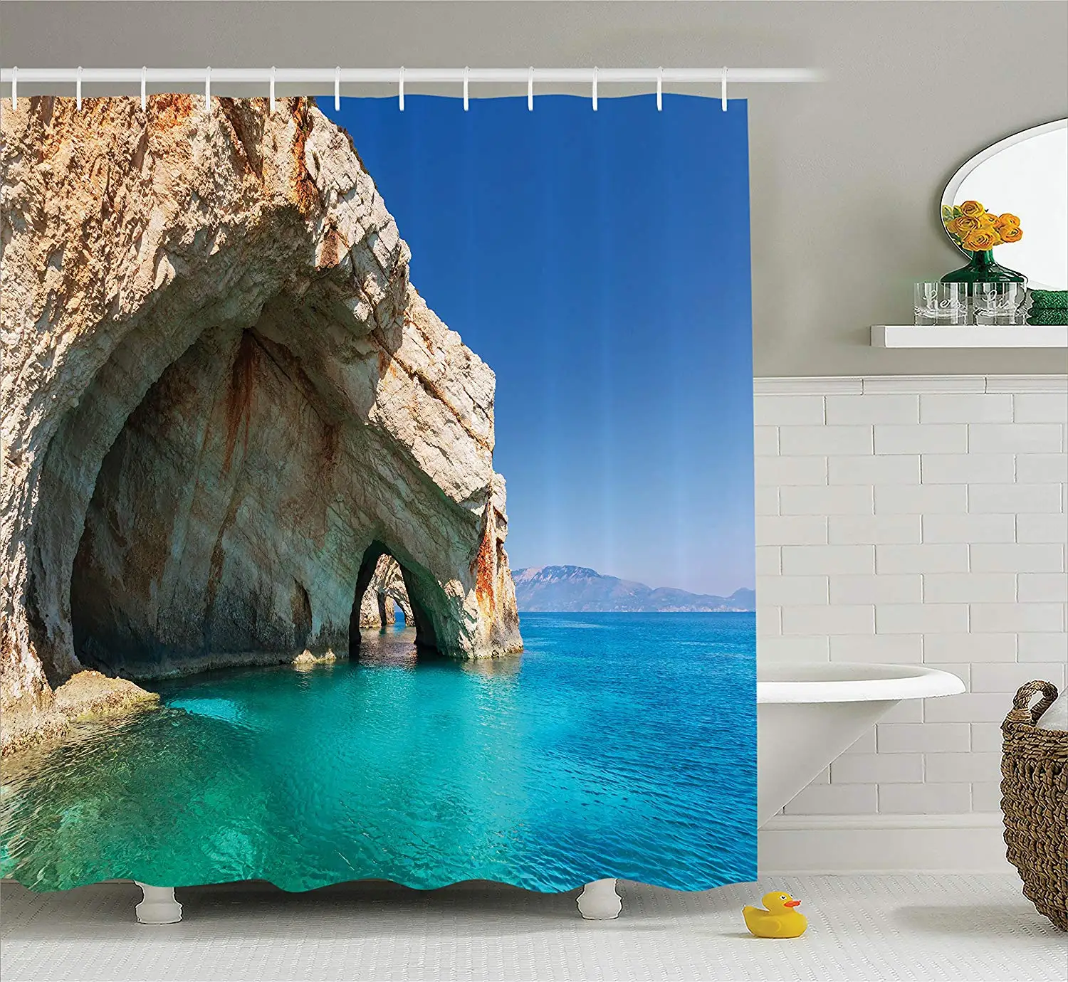 Ocean Shower Curtain Set Room Decor Sea Cave in Zakynthos Island Greece Vacation Relaxing Seascape Coast Picture Bathroom
Ocean Shower Curtain Set Room Decor Sea Cave in Zakynthos Island Greece Vacation Relaxing Seascape Coast Picture Bathroom