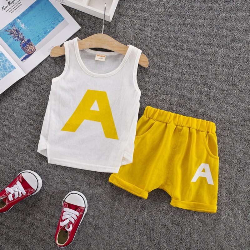 Summer 2019 Baby Boys Children Suit Infant Kids Sleeveless Letter A Tracksuit Sport Suits Clothes Sets Dropshipping
Summer 2019 Baby Boys Children Suit Infant Kids Sleeveless Letter A Tracksuit Sport Suits Clothes Sets Dropshipping