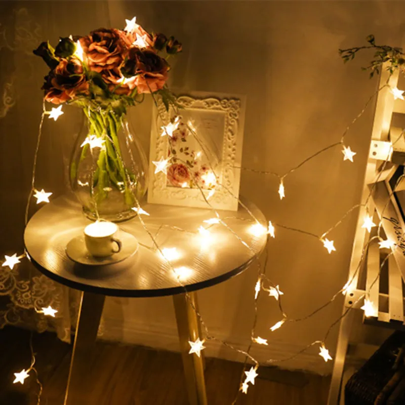 

YIYANG LED Star Fairy Garland String Lights Novelty New Year Wedding Home Indoor Decoration Wishing Stars Curtain String Light