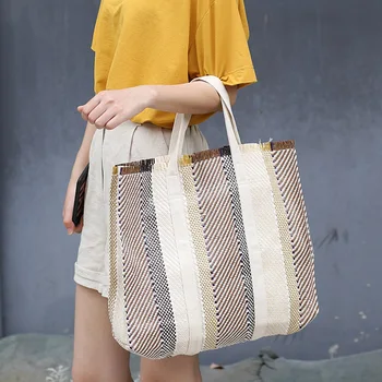 Oversize Big Tote Bag for Women Fabric Striped Pattern Casual Top-handle Bag 2020 Leisure Big Capcity Summer Beach Open Handbag
Oversize Big Tote Bag for Women Fabric Striped Pattern Casual Top-handle Bag 2020 Leisure Big Capcity Summer Beach Open Handbag