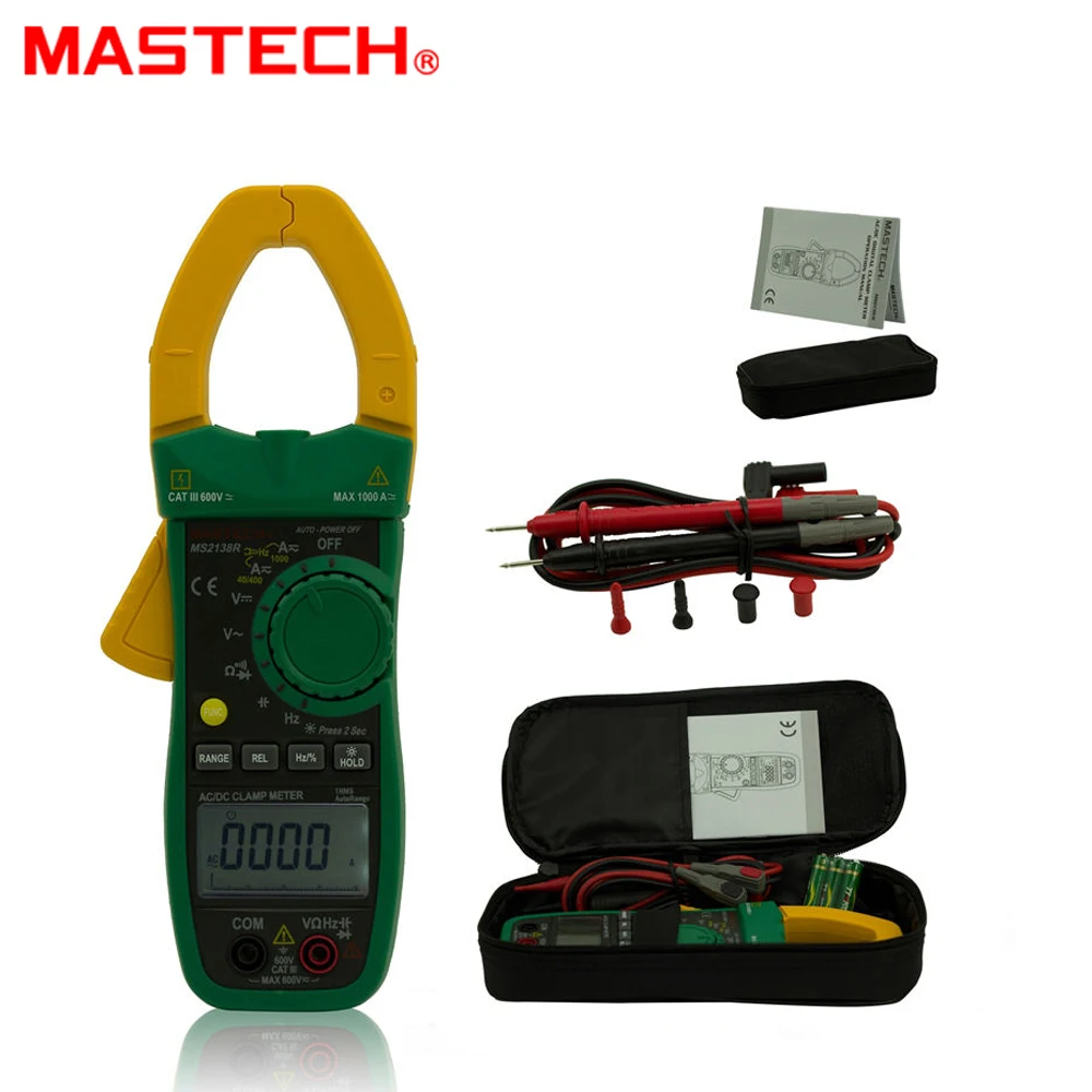 MASTECH MS2138R 4000 Counts Digital AC DC Clamp Meter Multimeter Voltage Current Capacitance Resistance Tester
MASTECH MS2138R 4000 Counts Digital AC DC Clamp Meter Multimeter Voltage Current Capacitance Resistance Tester