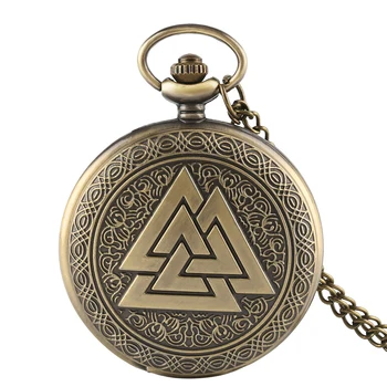 Bronze Vintage Triangle Valknut Norse Vikings Quartz Pocket Watch Necklace Three Interlocking Fob Watches Women Men Gift
Bronze Vintage Triangle Valknut Norse Vikings Quartz Pocket Watch Necklace Three Interlocking Fob Watches Women Men Gift