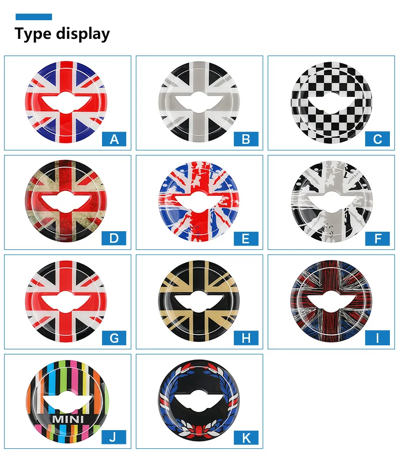 3D Car Steering Wheel Center Stickers Covers Decoration for Mini Cooper Countryman R55 R56 R57 R58 R60 R61 Accessories (2)