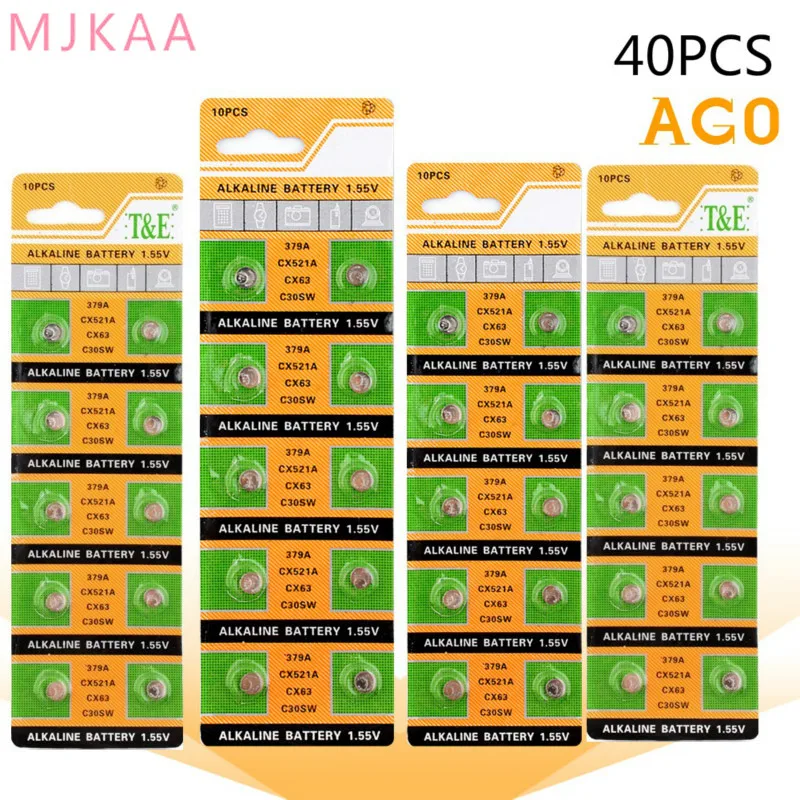 40pcs AG0 LR69 LR521 379A Button Batteries SR521SW D379 Alkaline Battery 1.55V V379 SR63 for Watch Toys Remote
40pcs AG0 LR69 LR521 379A Button Batteries SR521SW D379 Alkaline Battery 1.55V V379 SR63 for Watch Toys Remote