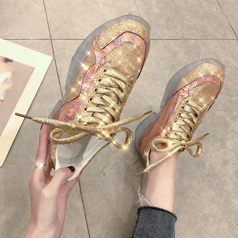 Women Bling Vulcanized Summer Female Glitter Comfortable Lace Up Walking Transparent Bottom Shoes Ladies Fashion Casual Footwear
Women Bling Vulcanized Summer Female Glitter Comfortable Lace Up Walking Transparent Bottom Shoes Ladies Fashion Casual Footwear