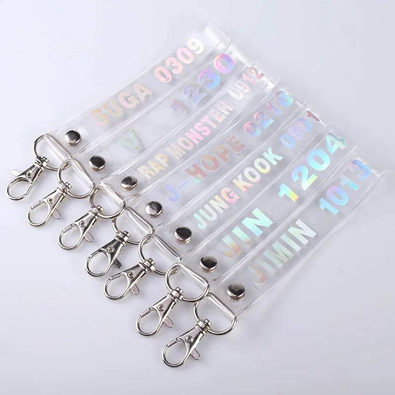 Kpop BTSbangtan boys Transparent Laser Lanyard Name Keychain Mobile Phone Backpack Pendant Mobile phone rope
Kpop BTSbangtan boys Transparent Laser Lanyard Name Keychain Mobile Phone Backpack Pendant Mobile phone rope