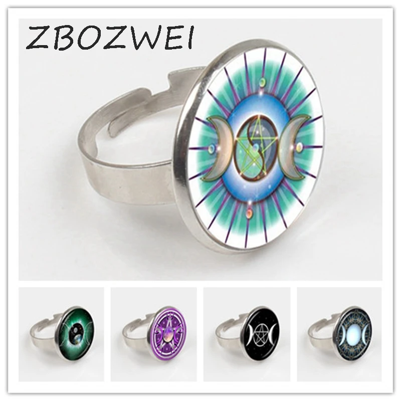 ZBOZWEI 2018 Triple Moon Goddess Ring Pentagram Ring Witch Jewelry Glass Dome Wiccan Ring Silver Charm Wicca Jewellery gift
ZBOZWEI 2018 Triple Moon Goddess Ring Pentagram Ring Witch Jewelry Glass Dome Wiccan Ring Silver Charm Wicca Jewellery gift