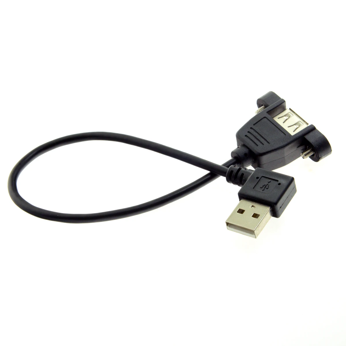 20cm 90 Degree Right Angled USB 2.0 A Male Connector to Female Extension Cable With Panel Mount Hole
20cm 90 Degree Right Angled USB 2.0 A Male Connector to Female Extension Cable With Panel Mount Hole