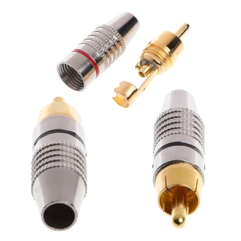 10 Pcs RCA Plug Audio Video Locking Cable Connector Gold Plated