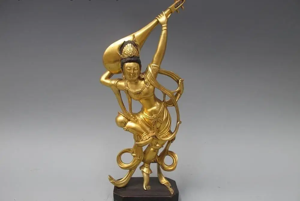Chinese 100% Pure Bronze 24K Gold Dunhuang fairy Goddess Kwan-yin Buddha statue
Chinese 100% Pure Bronze 24K Gold Dunhuang fairy Goddess Kwan-yin Buddha statue